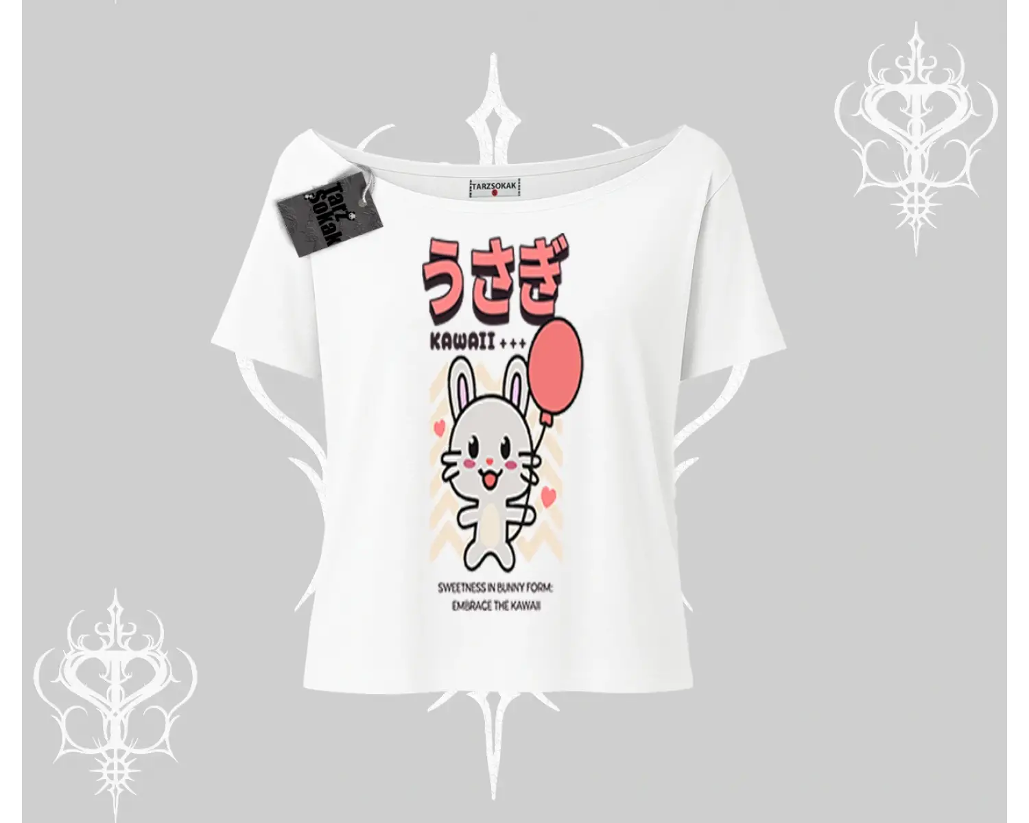 Kayık Yaka Tshirt Usagi Kawaii Cute Heart Energy