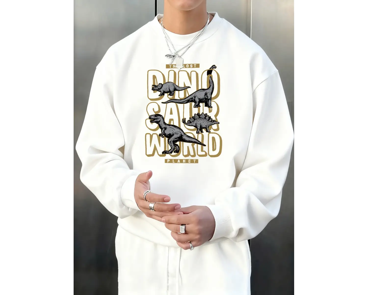 Kayıp Dinozor Dünyası Planetprint Erkekler Kazak Yumuşak Sonbahar Sıcak Uzun Kollu Polar Raha