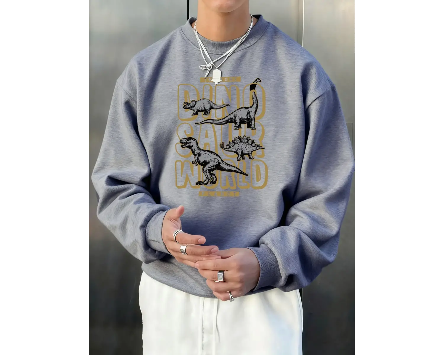 Kayıp Dinozor Dünyası Planetprint Erkekler Kazak Yumuşak Sonbahar Sıcak Uzun Kollu Polar Raha