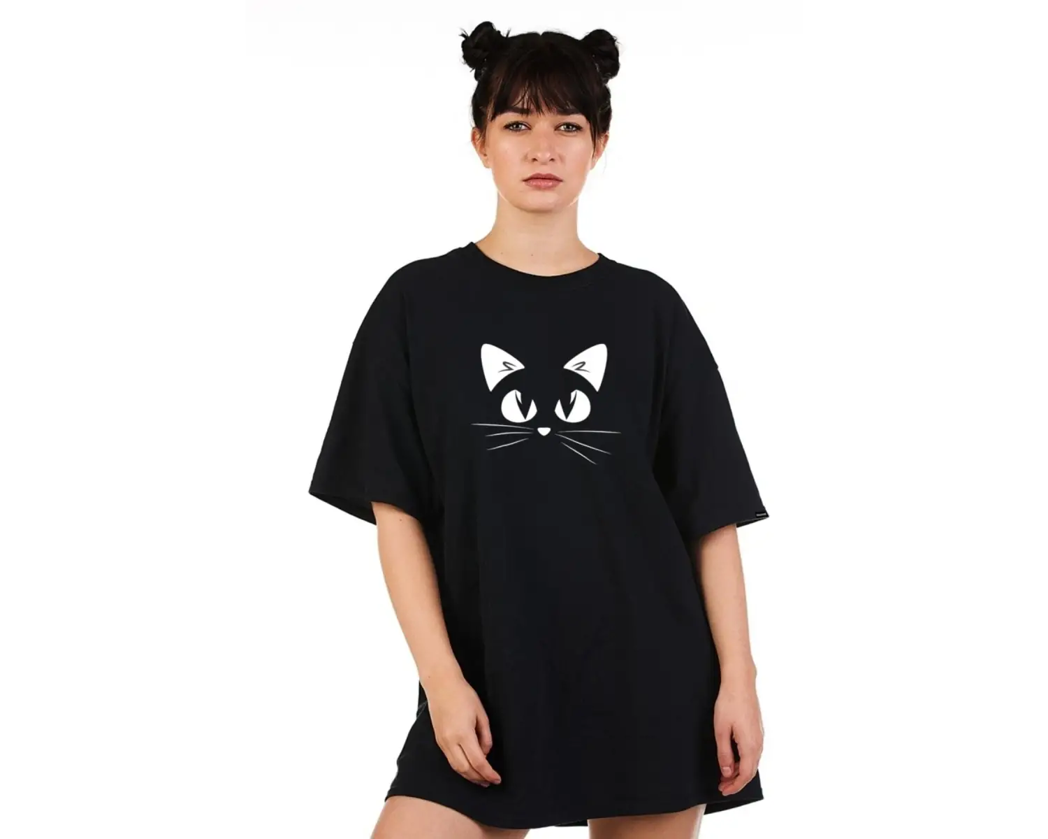 Kedi Baskı Oversize T-shirt