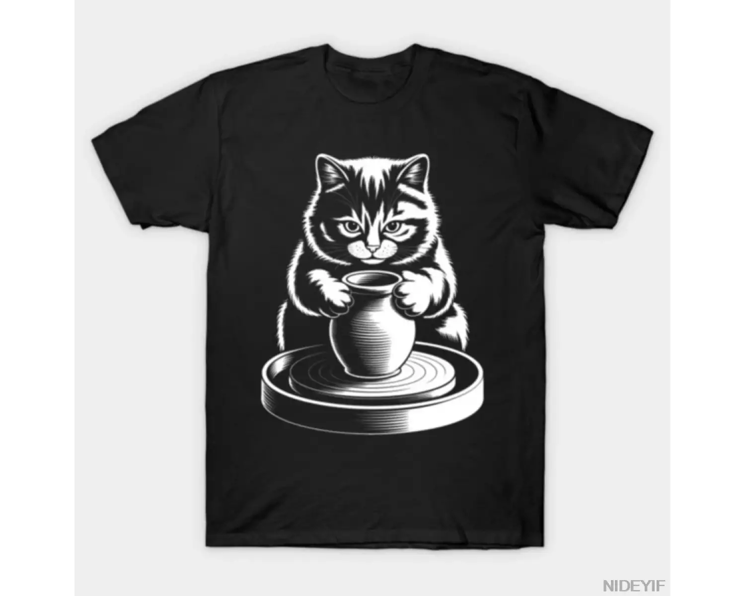 Kedi Çömlekçilik Komik T-shirt Erkekler Kadınlar Için % 100% Pamuk T Shirt Kısa Kollu Üstler