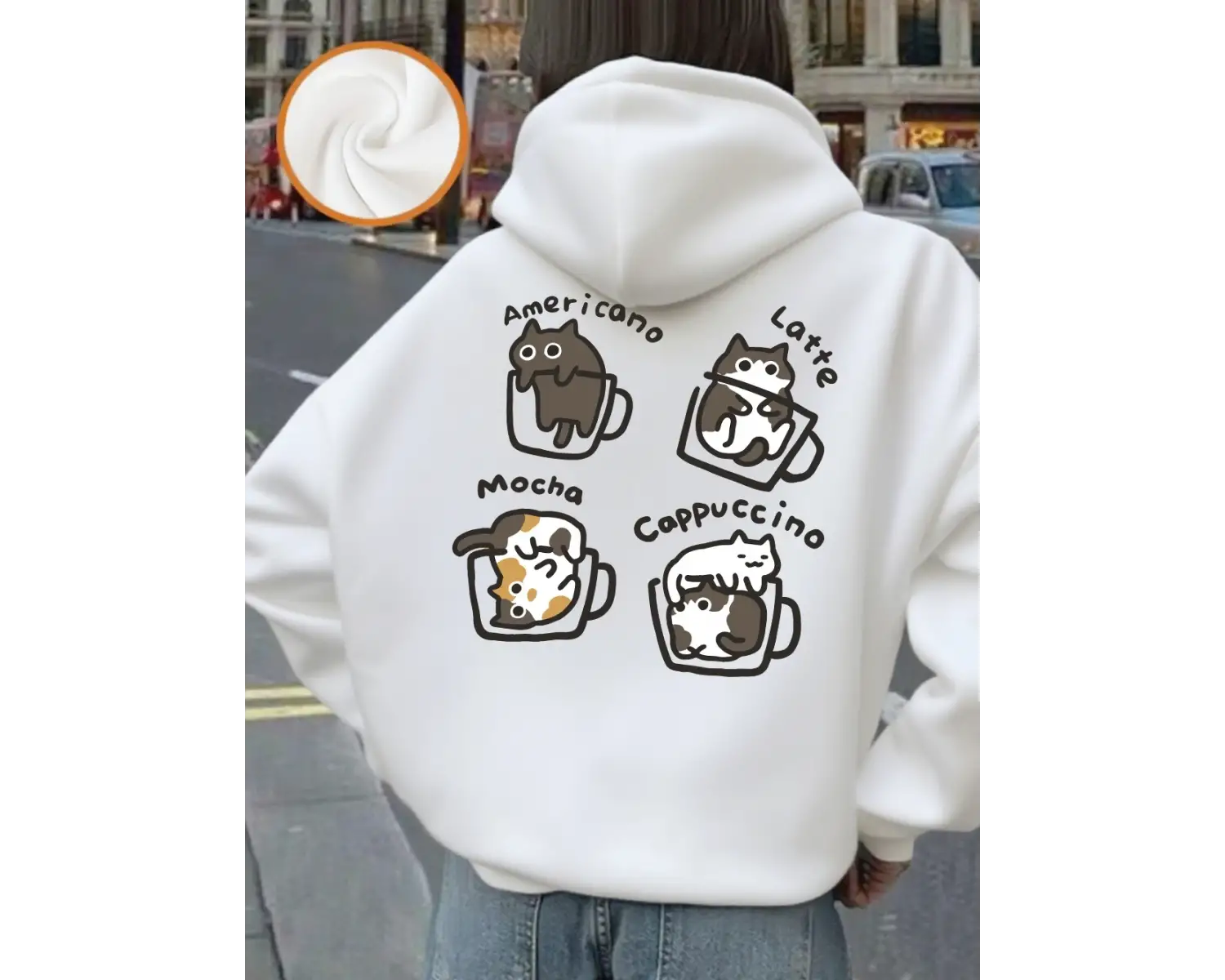 Kedi Kahve Sanatı Mektup Baskılar Kapüşonlular Kadın Temelleri Cep Kazak Sonbahar Polar Sıcak