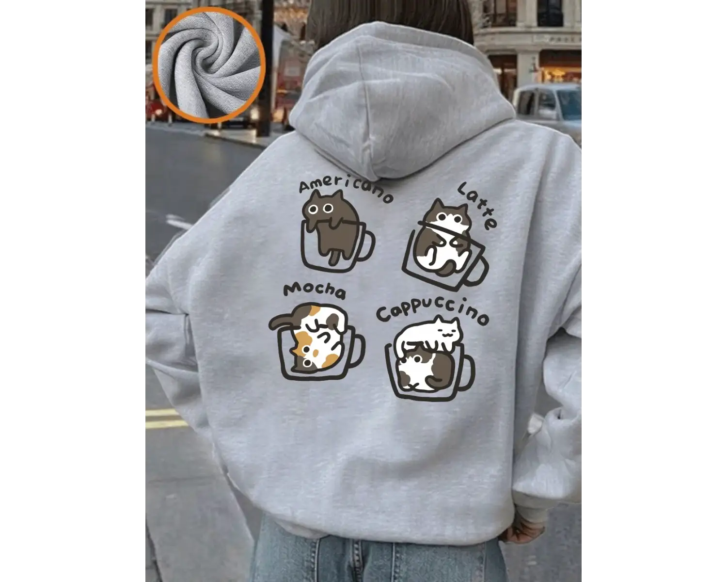 Kedi Kahve Sanatı Mektup Baskılar Kapüşonlular Kadın Temelleri Cep Kazak Sonbahar Polar Sıcak