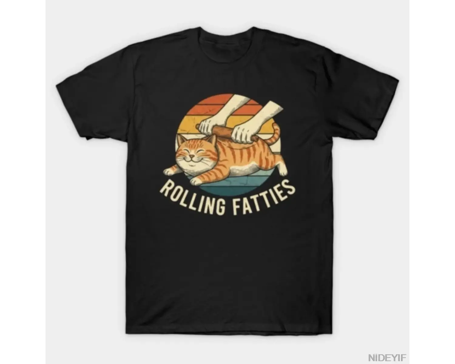 Kedi Rolling Fatties Komik T-shirt Erkekler Kadınlar Için % 100% Pamuk T Shirt Kısa Kollu Üst