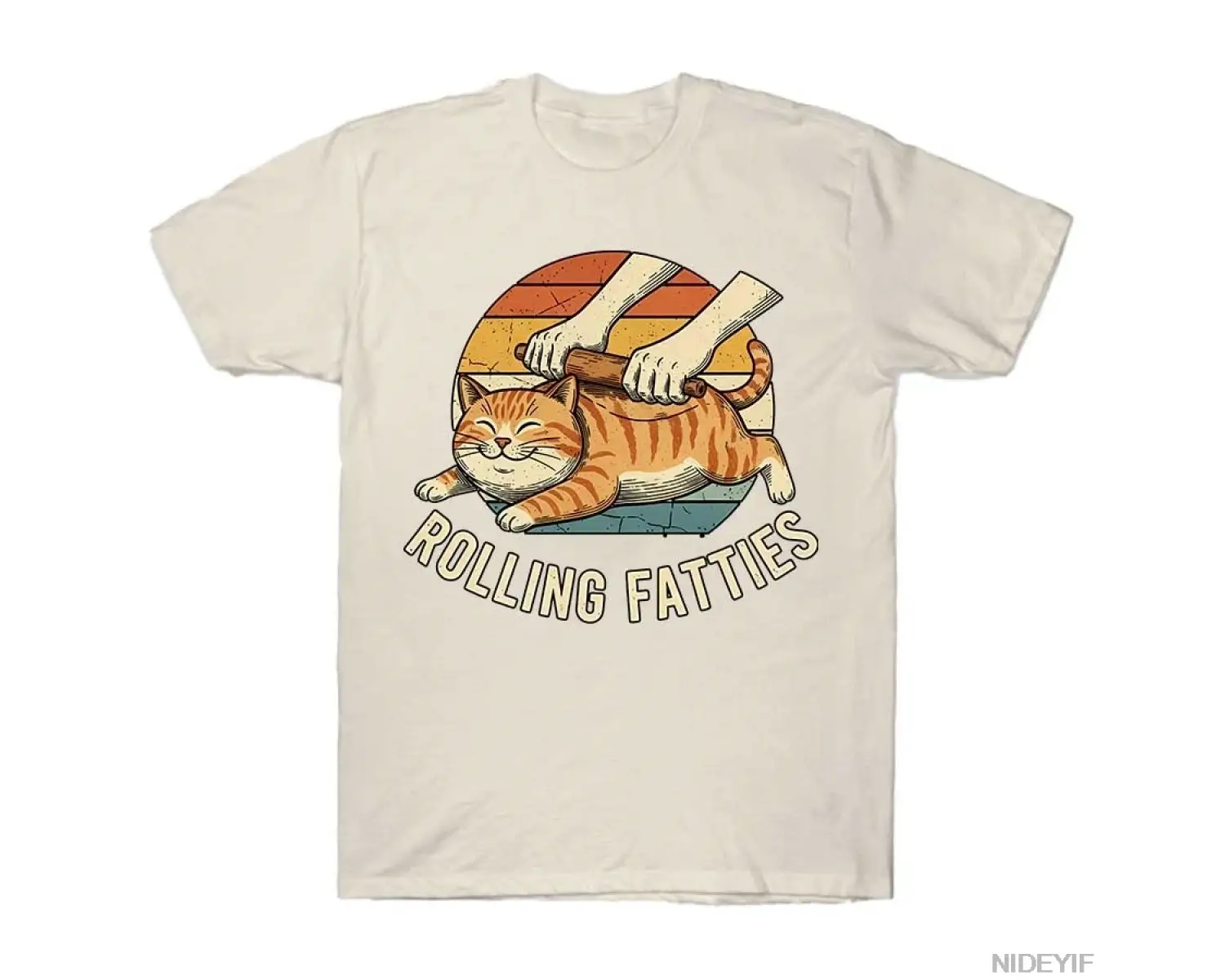 Kedi Rolling Fatties Komik T-shirt Erkekler Kadınlar Için % 100% Pamuk T Shirt Kısa Kollu Üst
