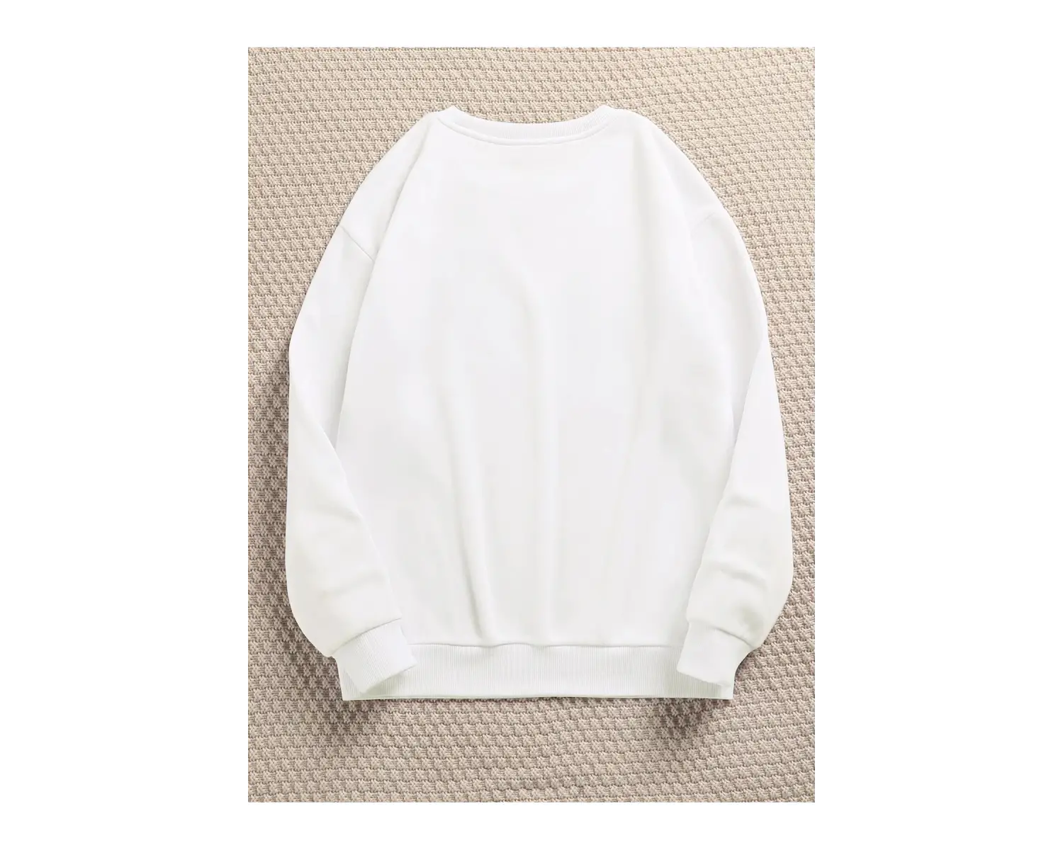 Kedicikler Renkli Oversize Bisiklet Yaka Pamuklu Sweatshirt Beyaz