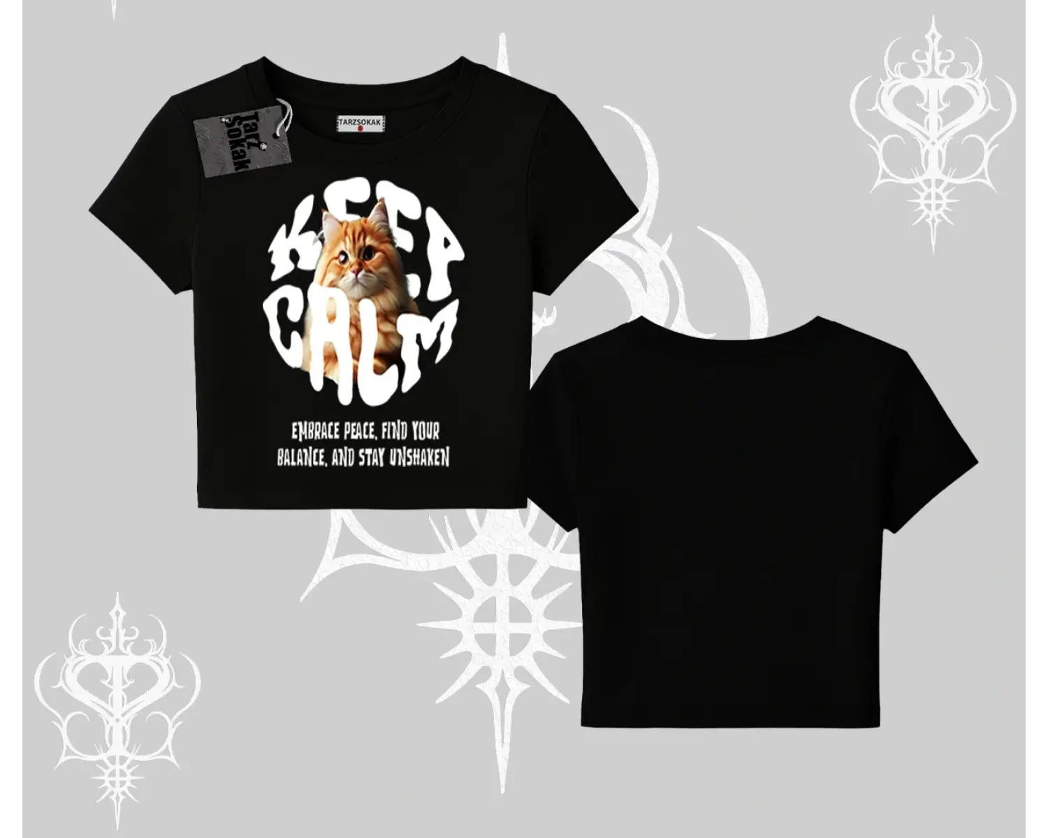 Keep Calm Yazılı Kedi Baskılı Streetwear Babby Tee Tshirt