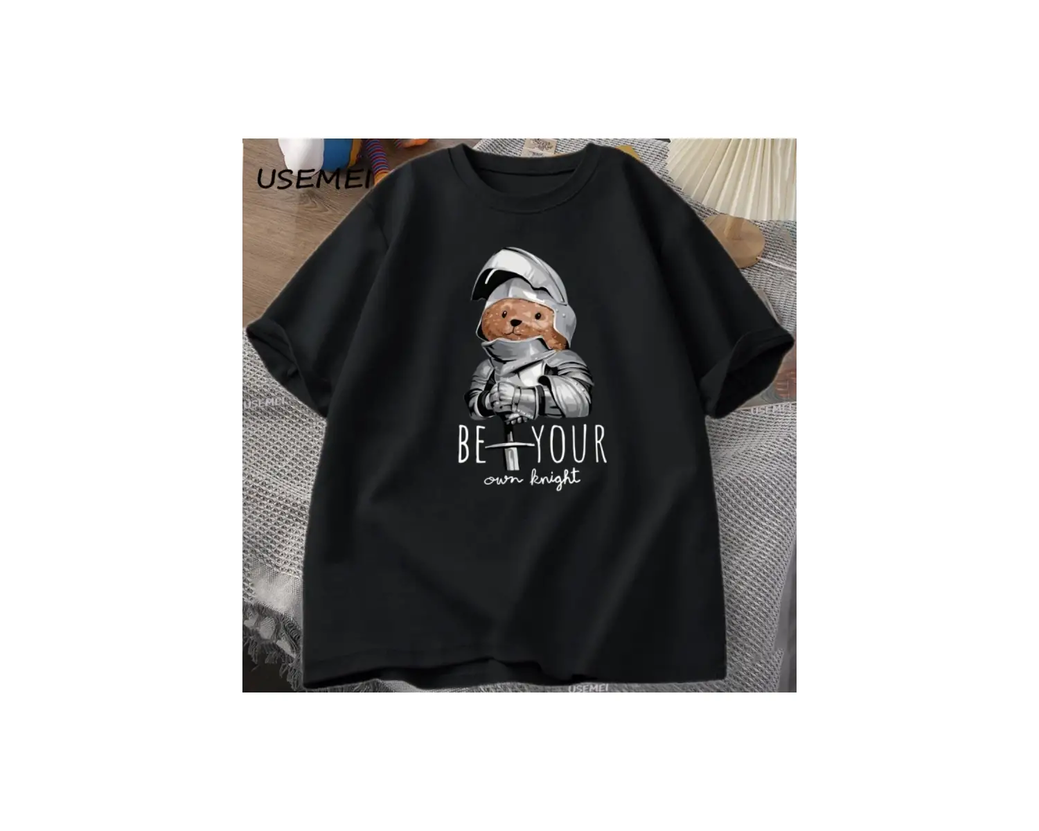 Kendi Şövalye Ayı T-shirt Erkekler Rahat Pamuk Kısa Kollu Erkek Giysileri Komik Ayı Baskı Tsh 3065