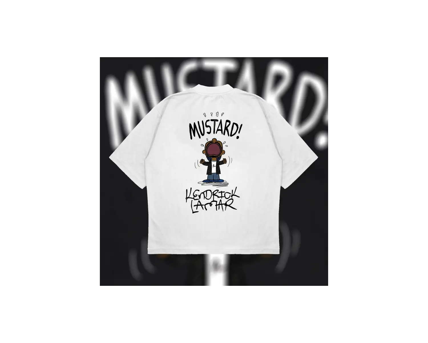 Kendrick Lamar Mustard Oversize Unisex Pamuklu Nefes Alan Kalın Kumaşlı