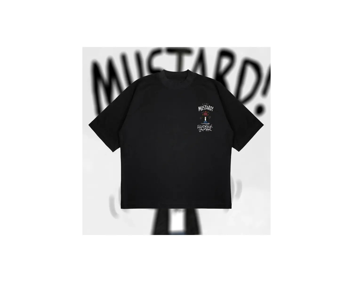 Kendrick Lamar Mustard Oversize Unisex Pamuklu Nefes Alan Kalın Kumaşlı