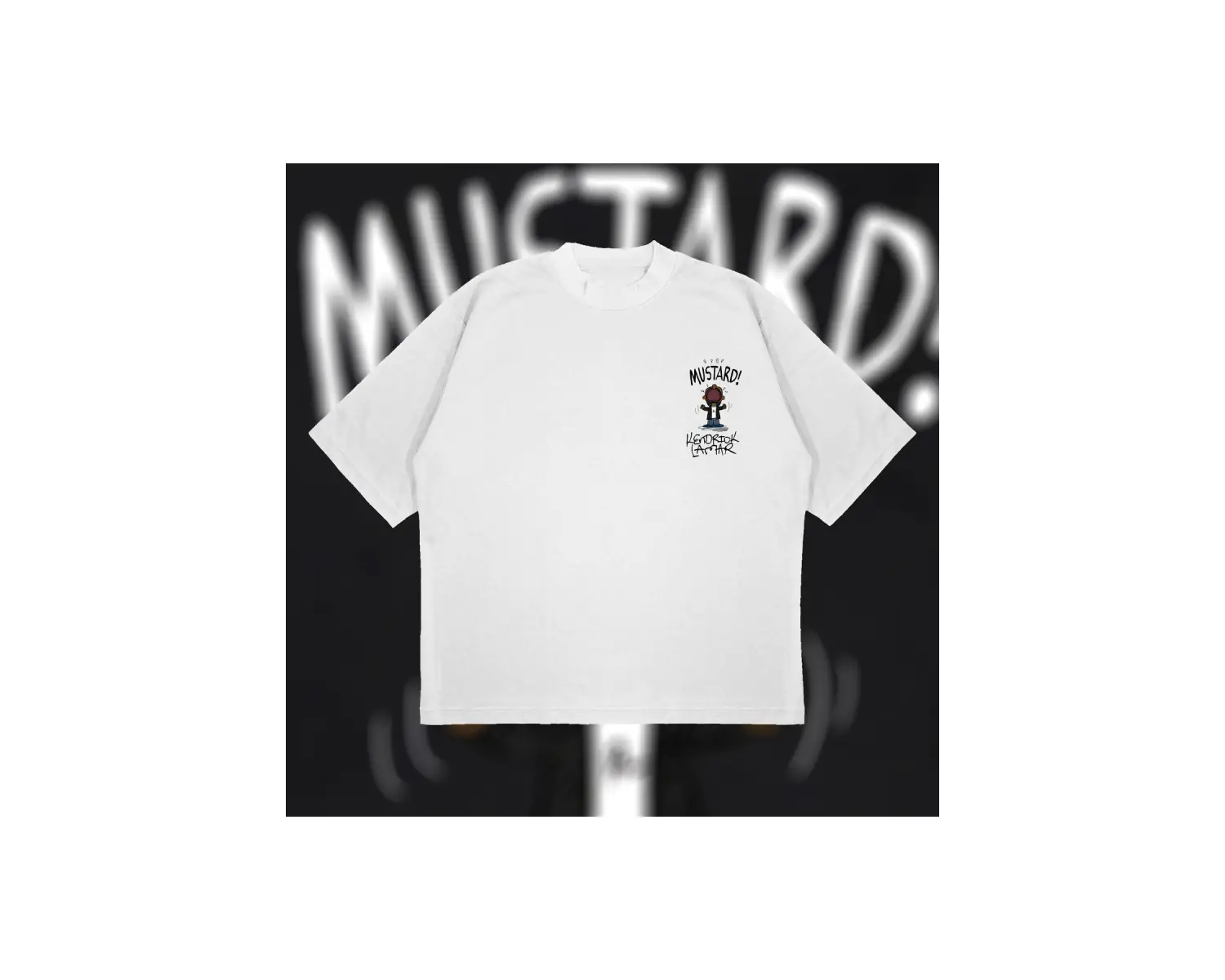 Kendrick Lamar Mustard Oversize Unisex Pamuklu Nefes Alan Kalın Kumaşlı