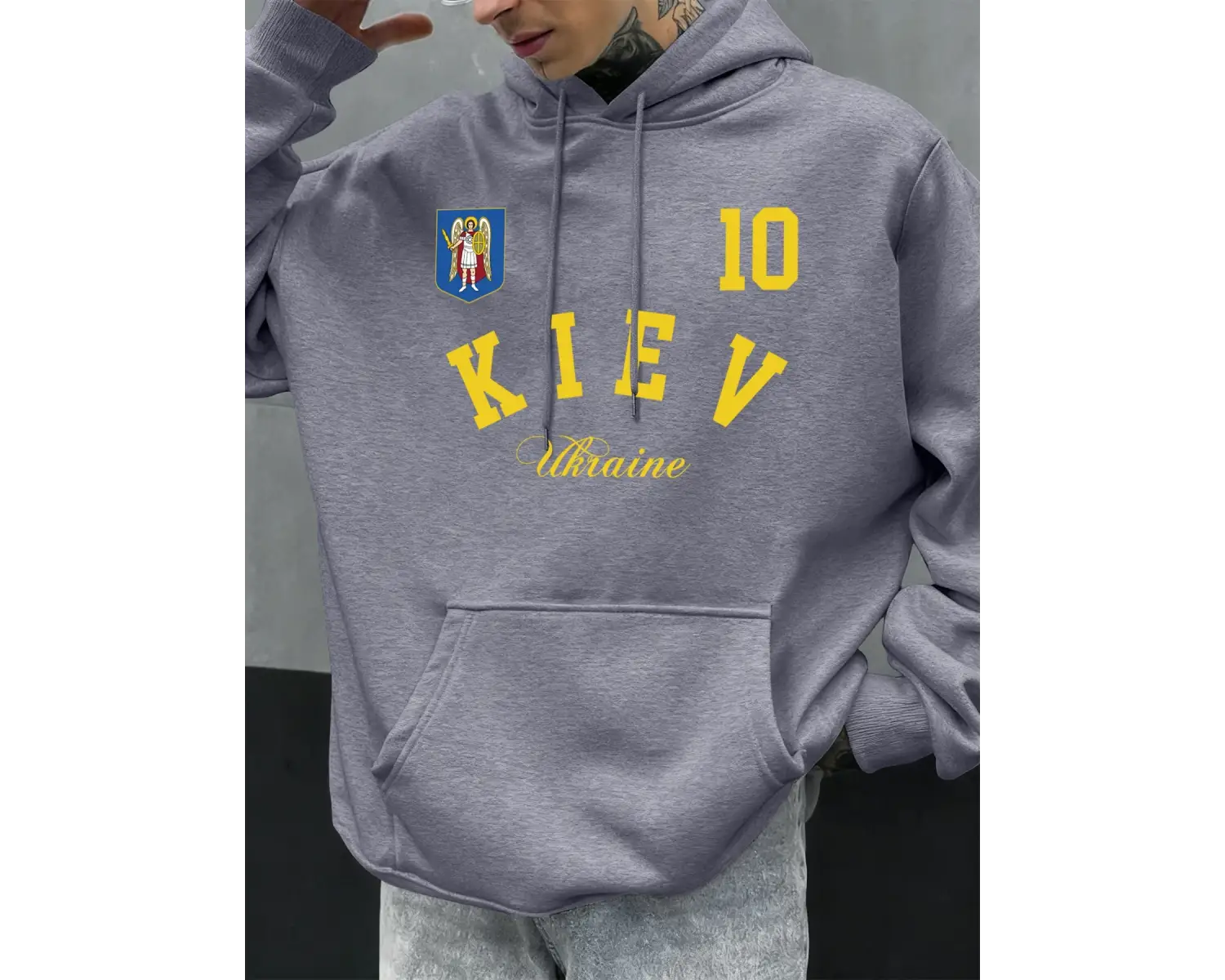 Kiev Ukrayna Baskılı Erkekler Hoodie Sonbahar Gevşek Giysiler Cep Hip Hop Kazak Polar Rahat M