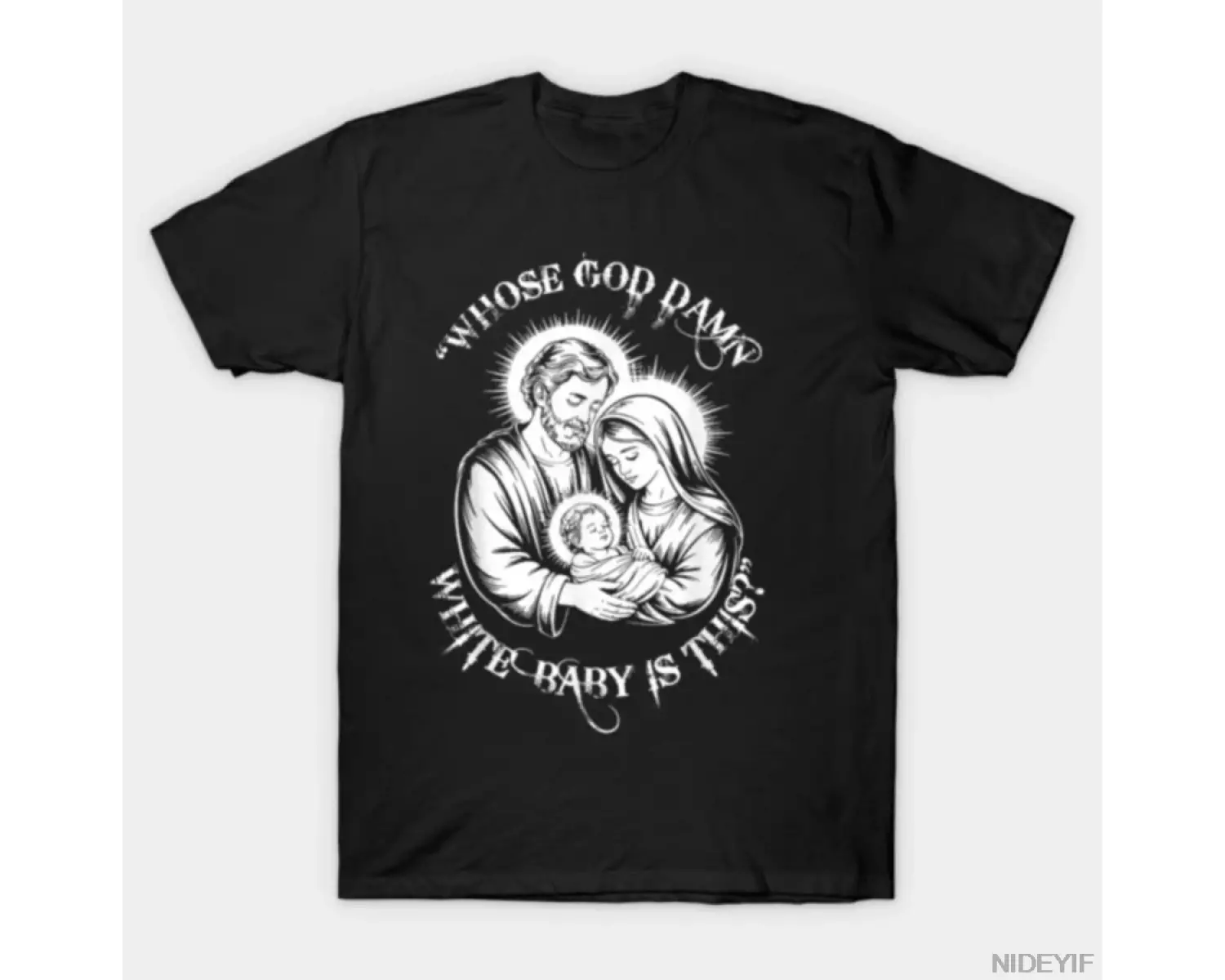 Kimin Tanrısı Bu Beyaz Bebek? Komik Hristiyan Noel Tişörtü Erkekler Kadınlar İçin %100 Pamuk