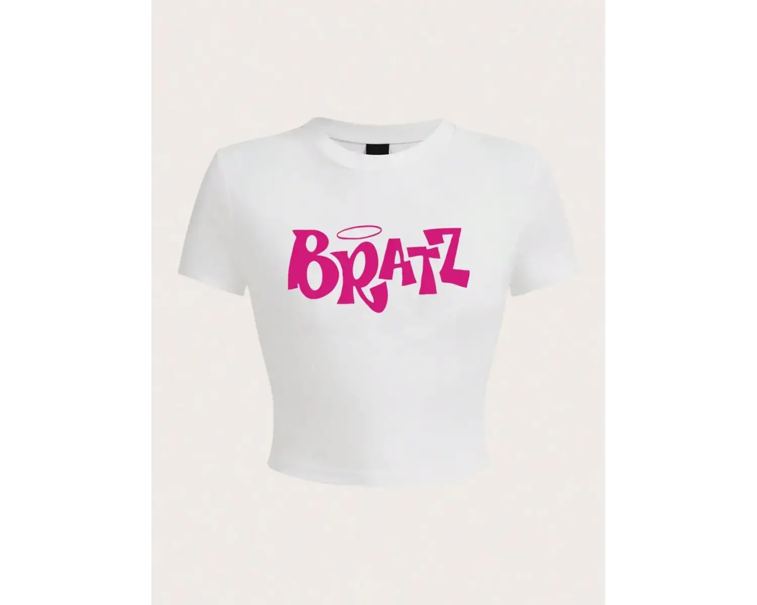 Kişilik Bayan Kırpma T-Shirt Y2K Pembe Bratz Mektup Baskılar Kısa Kollu Yüksek Elastik Yumuşa
