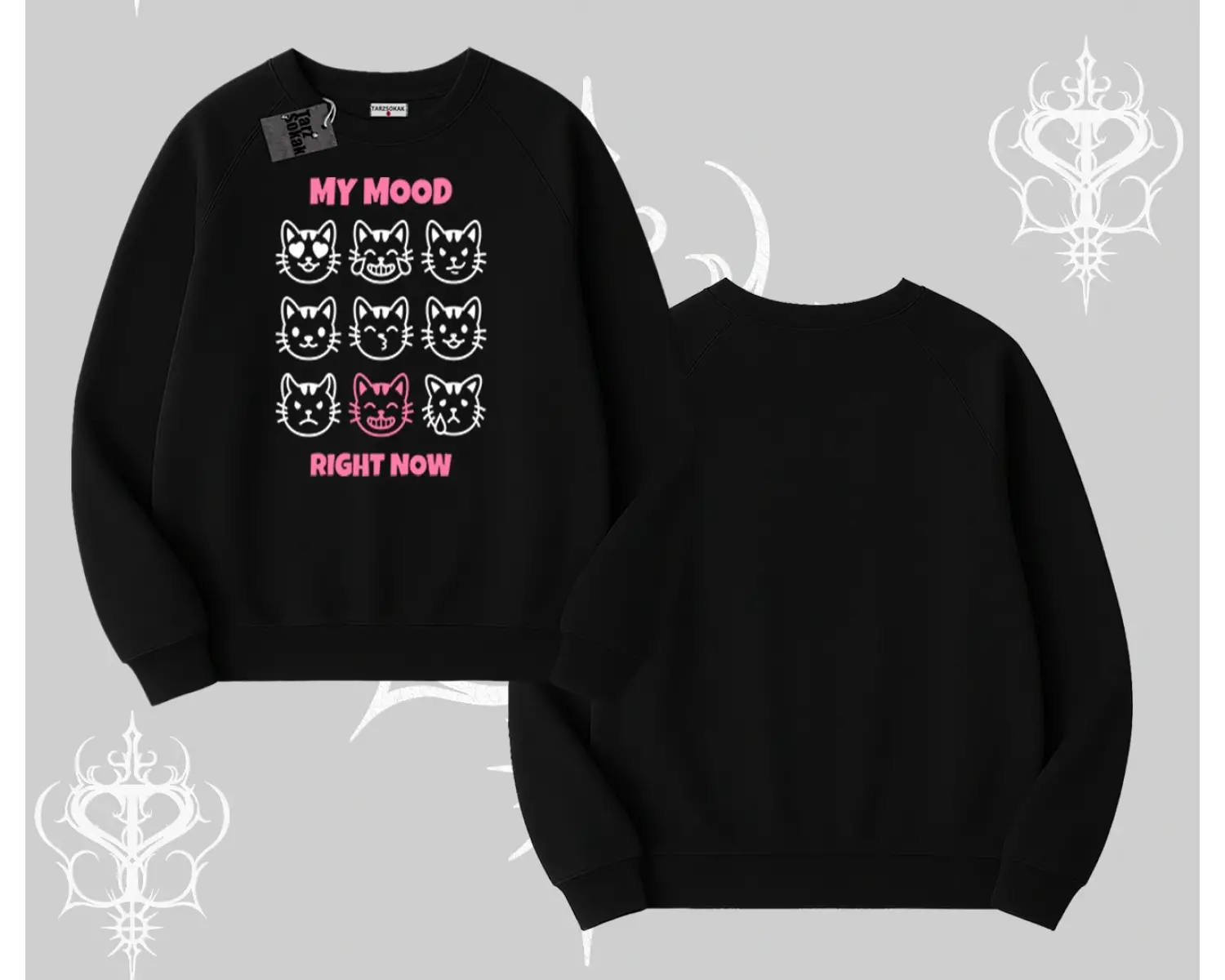 Kitti Sweet Mini Logo Baskılı Kayık Yaka Sweatshirt