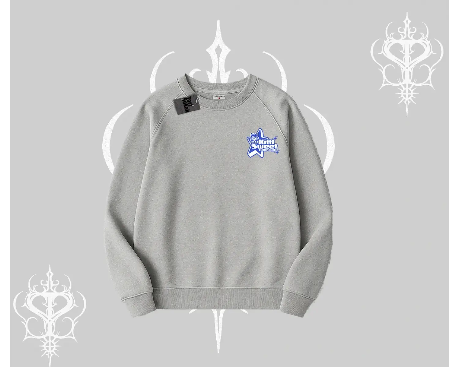 Kitti Sweet Mini Logo Baskılı Kayık Yaka Sweatshirt