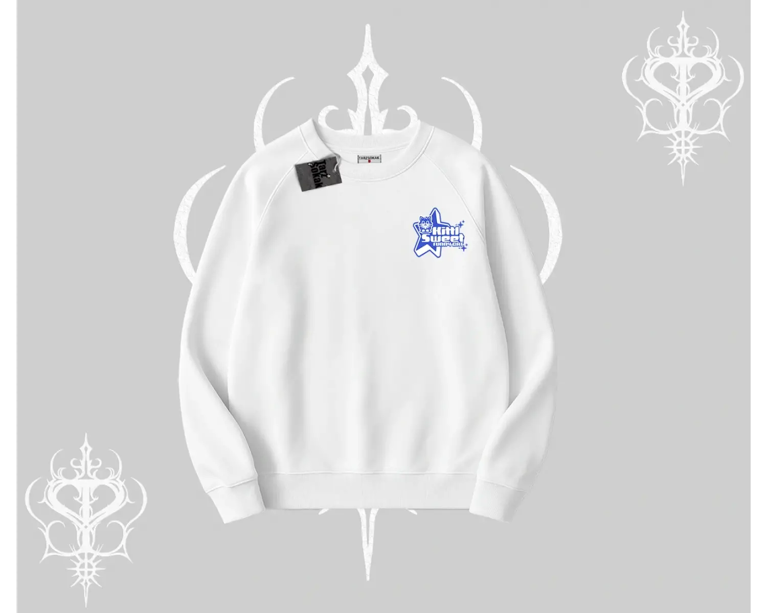 Kitti Sweet Mini Logo Baskılı Kayık Yaka Sweatshirt