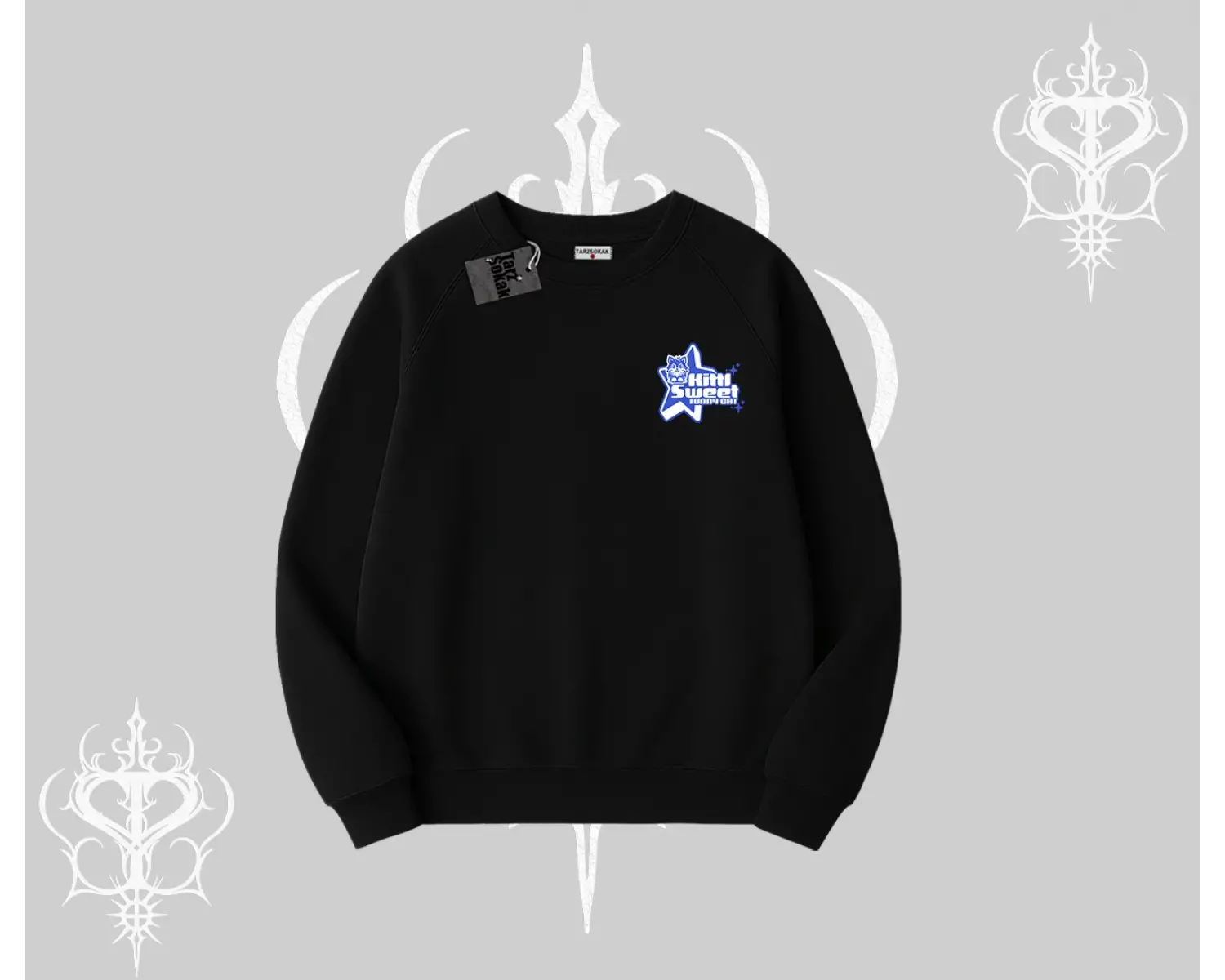 Kitti Sweet Mini Logo Baskılı Kayık Yaka Sweatshirt