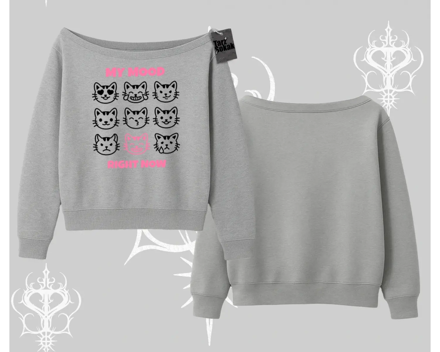 Kitti Sweet Mini Logo Baskılı Kayık Yaka Tshirt