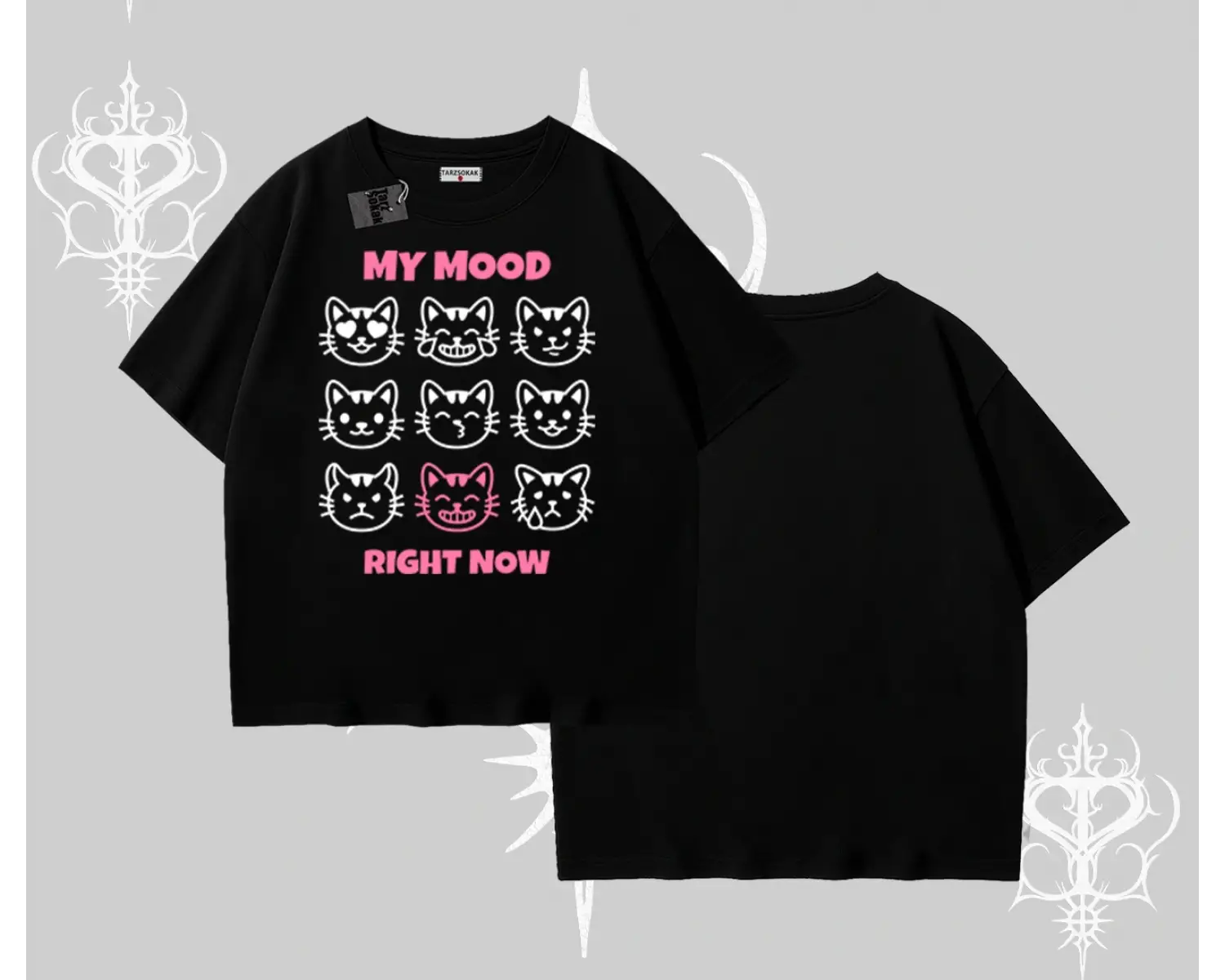 Kitti Sweet Mini Logo Baskılı Oversize Crop Tshirt