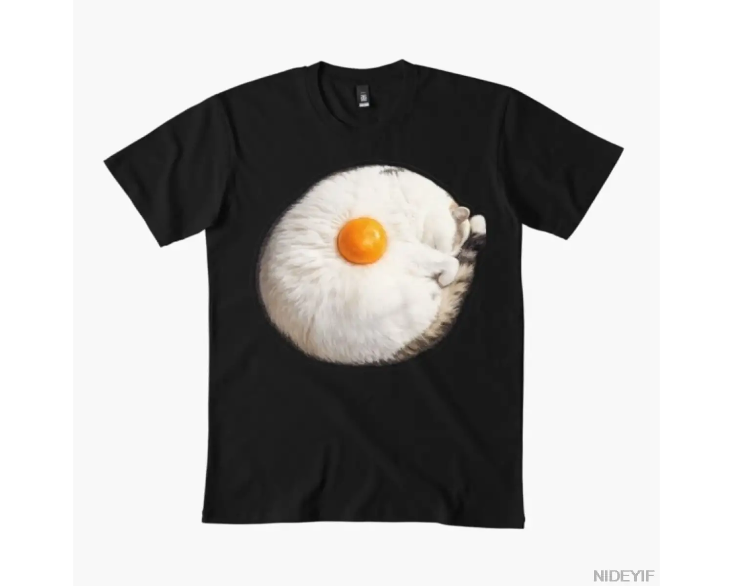 Kitty Fried Egg – Erkekler Kadınlar İçin Komik Kedi Hediye Tişörtü %100 Pamuklu Tişörtler Kıs