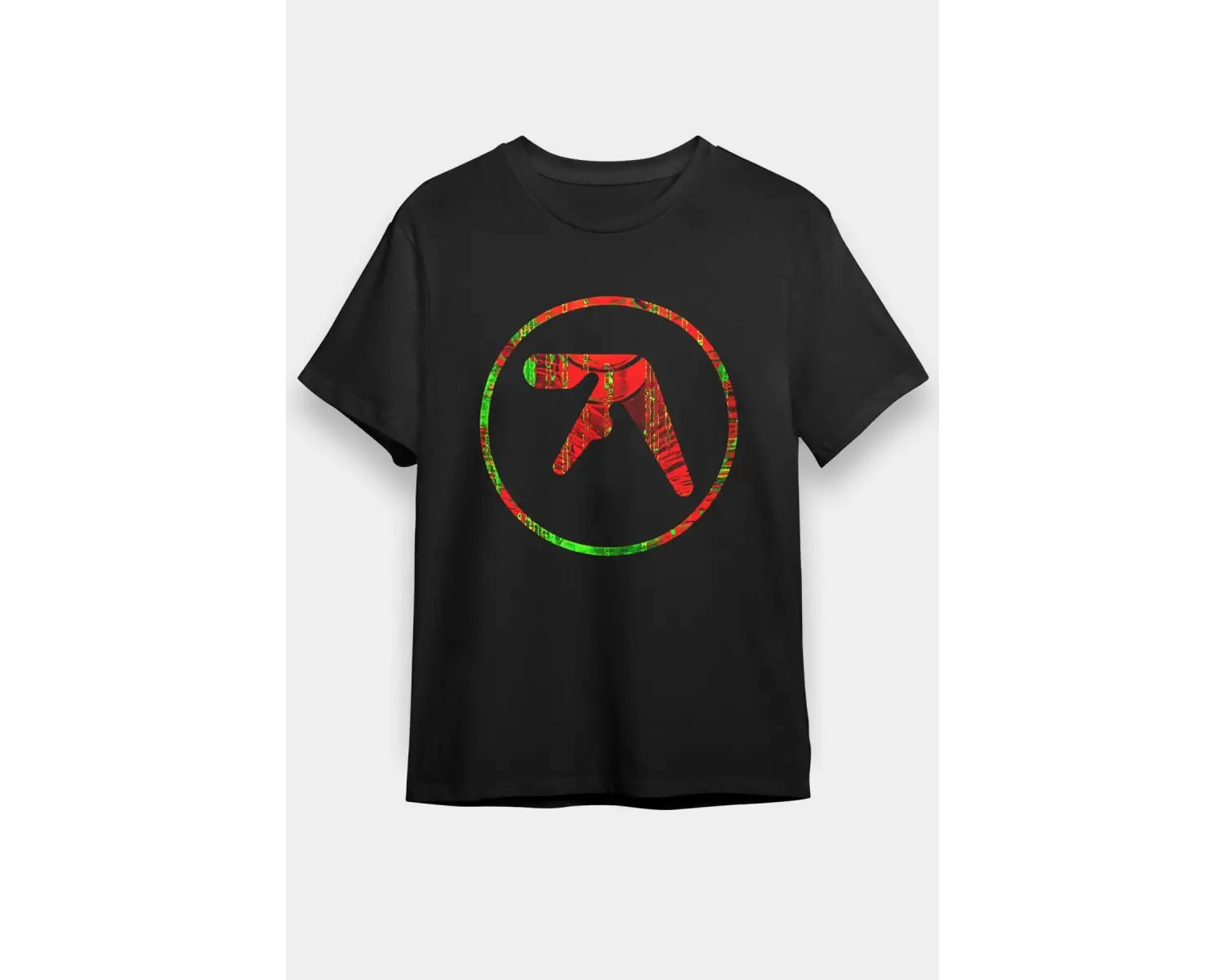 Ko Buta Aphex Twin Baskılı Unisex Siyah Tişört - Tshirt T57511