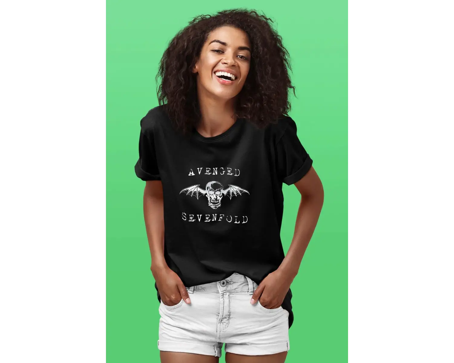 Ko Buta Avenged Sevenfold Baskılı Unisex Siyah Tişört Tk1236