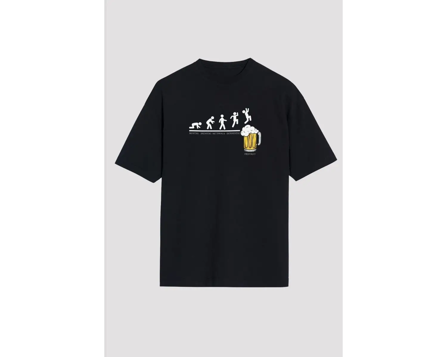 Ko Buta Bira Evrimi Baskılı Unisex Oversize Tişört - Tshirt Os20103