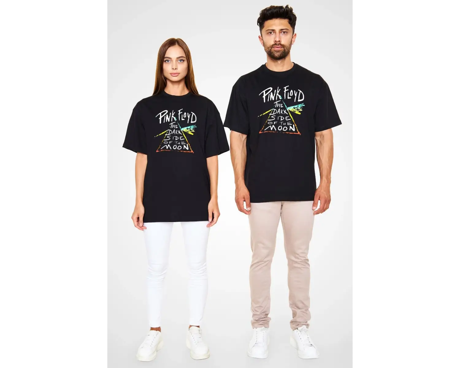 Ko Buta Pink Floyd Baskılı Unisex Siyah Oversize T-shirt Os2826