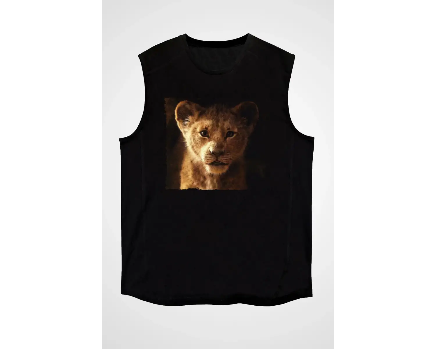 Ko Buta Unisex Aslan Kral Baskılı Siyah Kolsuz T-shirt Kk19383