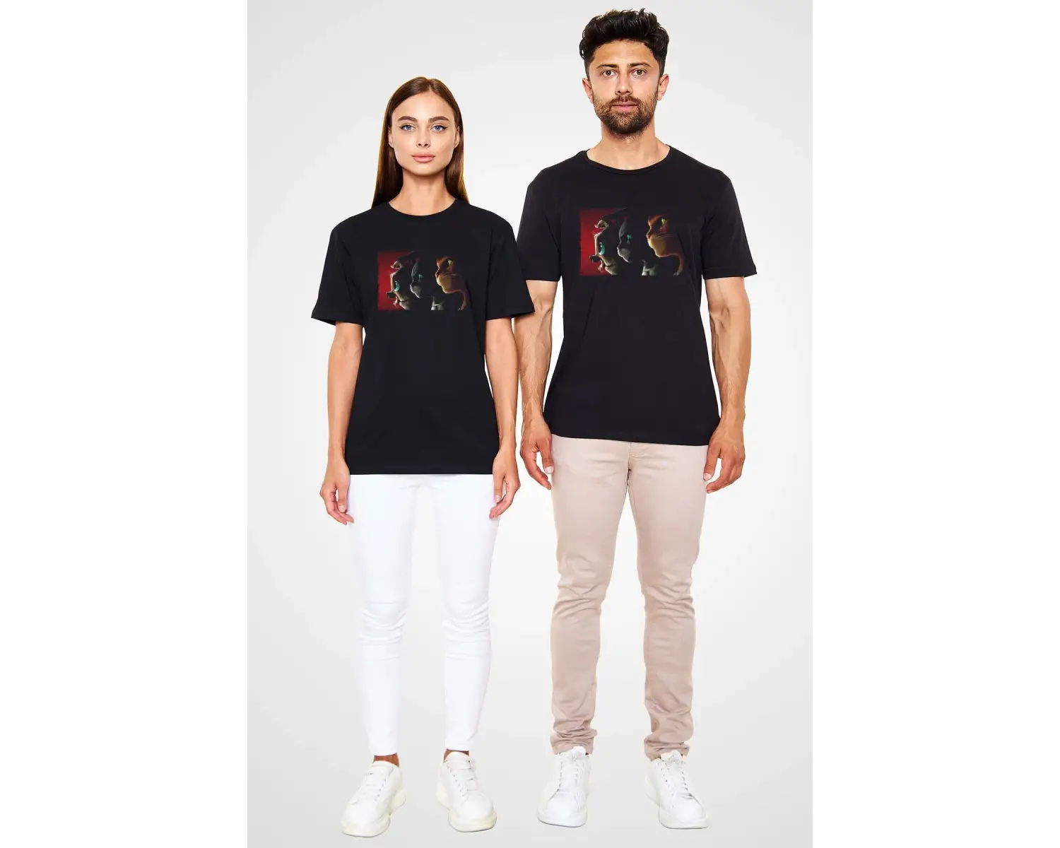 Ko Buta Unisex Çizmeli Kedi (PUSS İN BOOTS) Baskılı Siyah T-shirt T19458