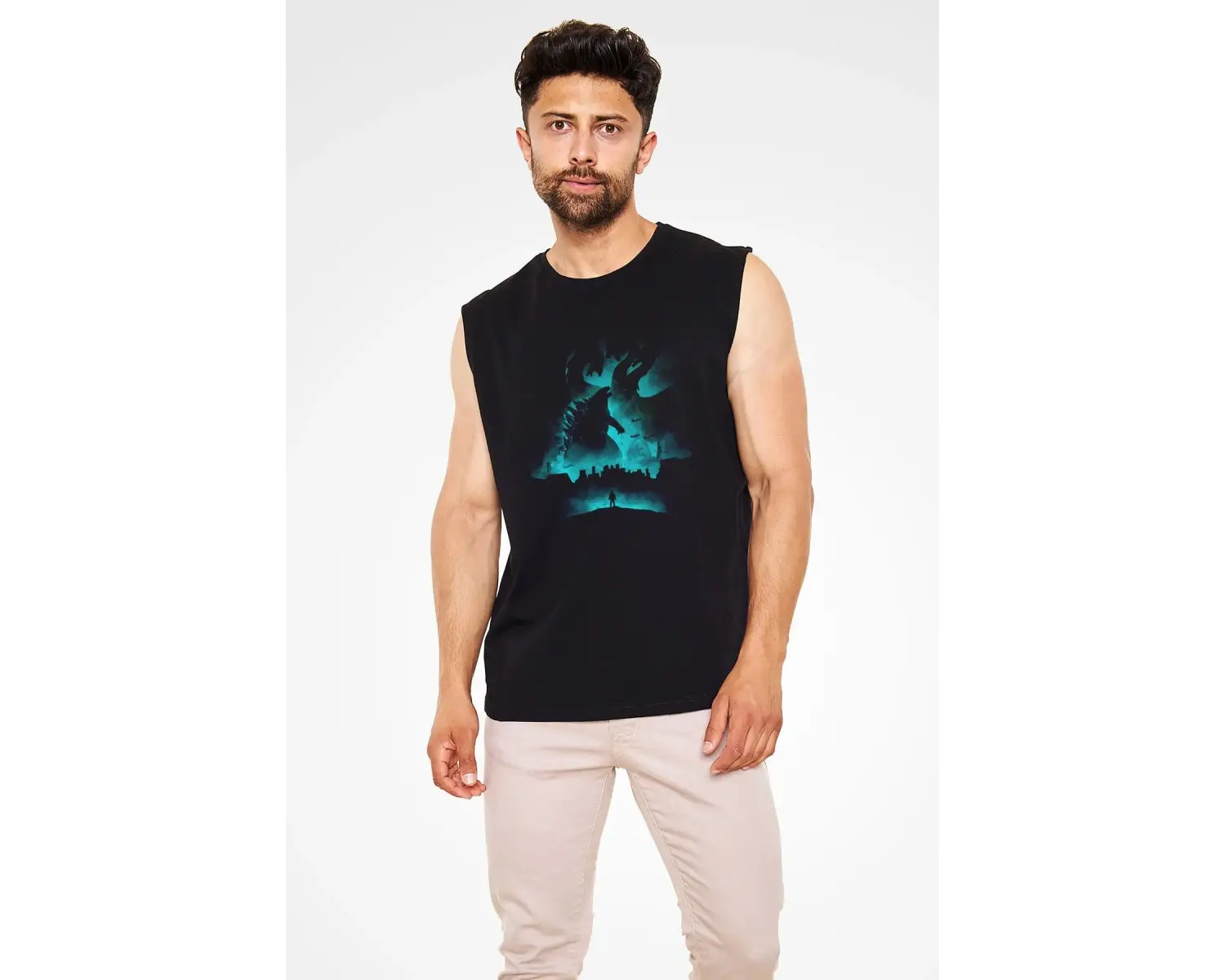 Ko Buta Unisex Godzilla Iı Canavarlar Kralı Baskılı Siyah Kolsuz T-shirt Kk19514
