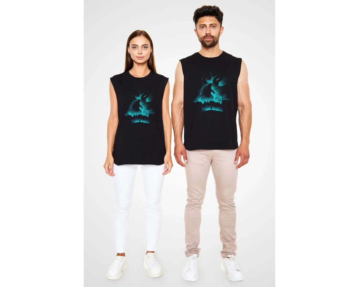 Ko Buta Unisex Godzilla Iı Canavarlar Kralı Baskılı Siyah Kolsuz T-shirt Kk19514