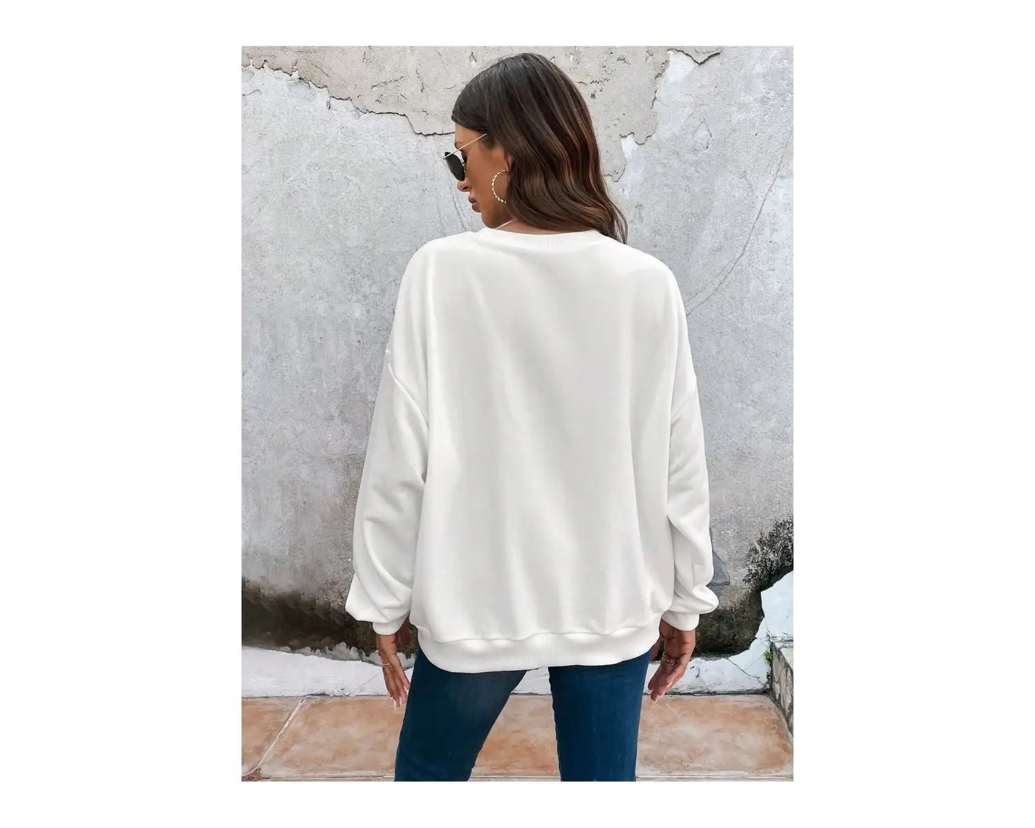 KOD ADR-SHEN Clasi Abstract Figure Graphic Drop Shoulder Sweatshirt Beyaz