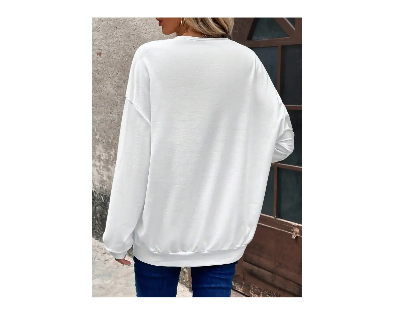 KOD ADR-SHEN LUNE Figure Graphic Drop Shoulder Sweatshirt Beyaz