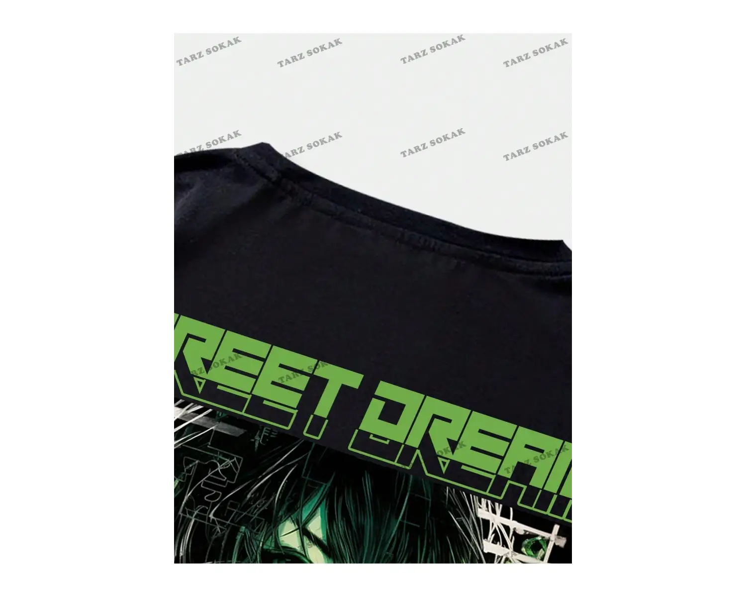 KOD Trend Anime Erkekler Beyaz Karikatür Baskılı Sırt Tasarımlı Kısa Kollu Tişört