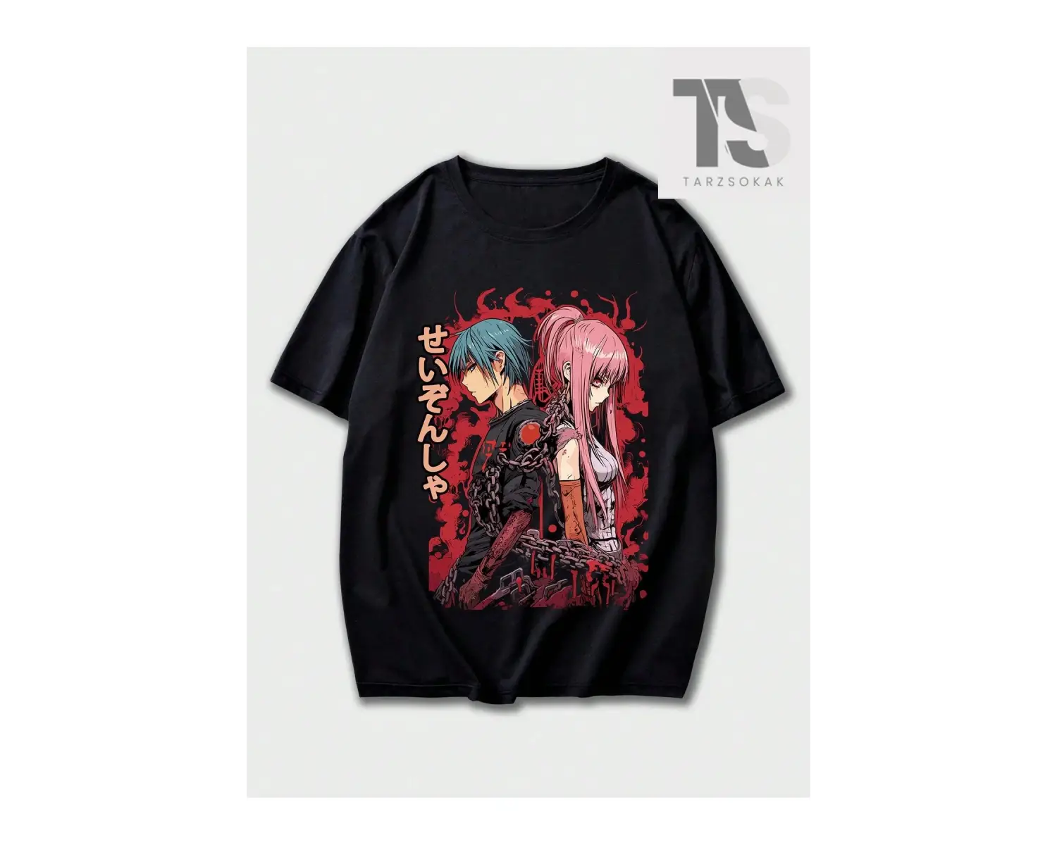 KOD Trend Anime Erkekler Japon Harf ve Şekil Grafik Tişört