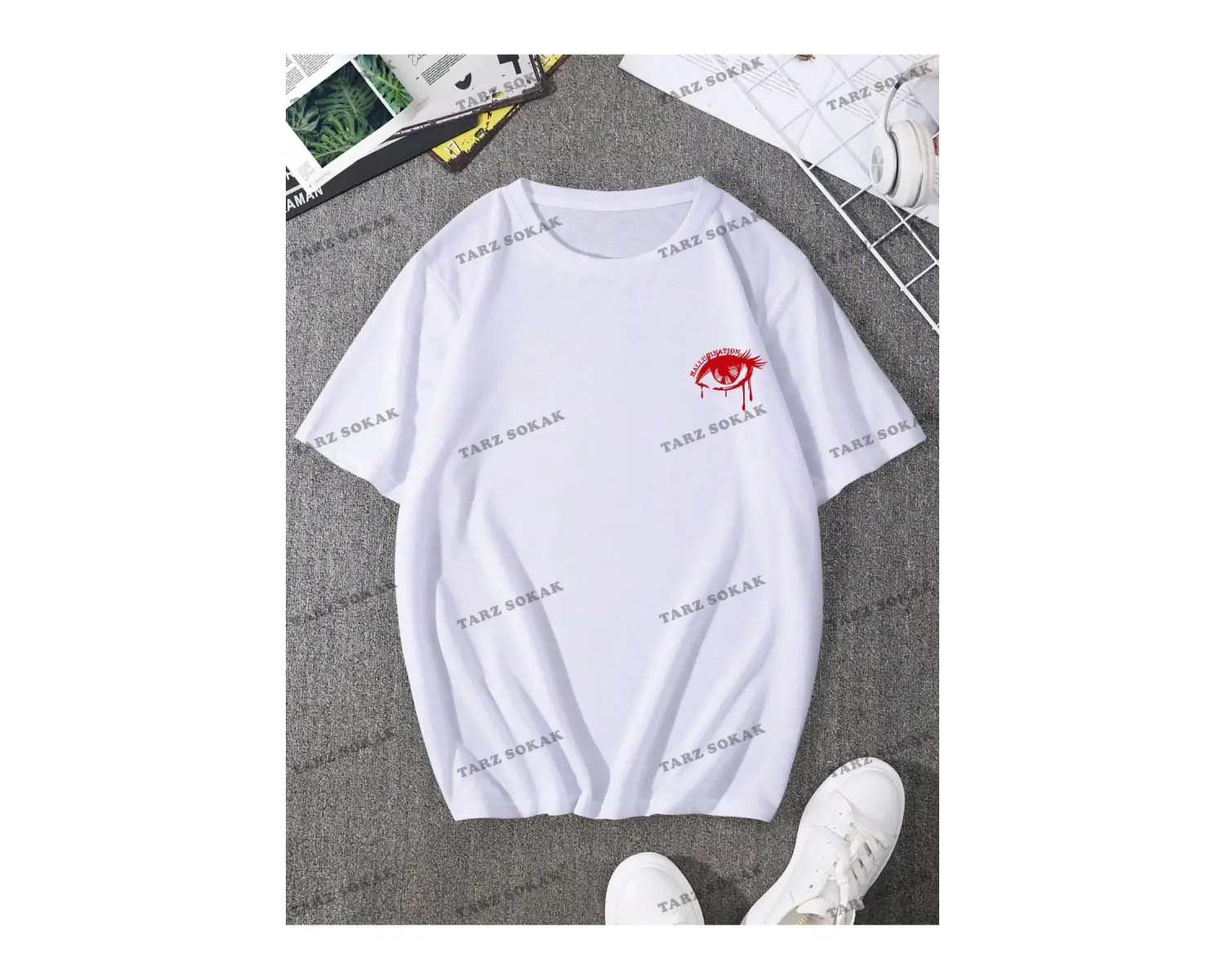 KOD Trend EMRG Erkek Göz ve Harf Grafikli Damla Omuz Tişörtü