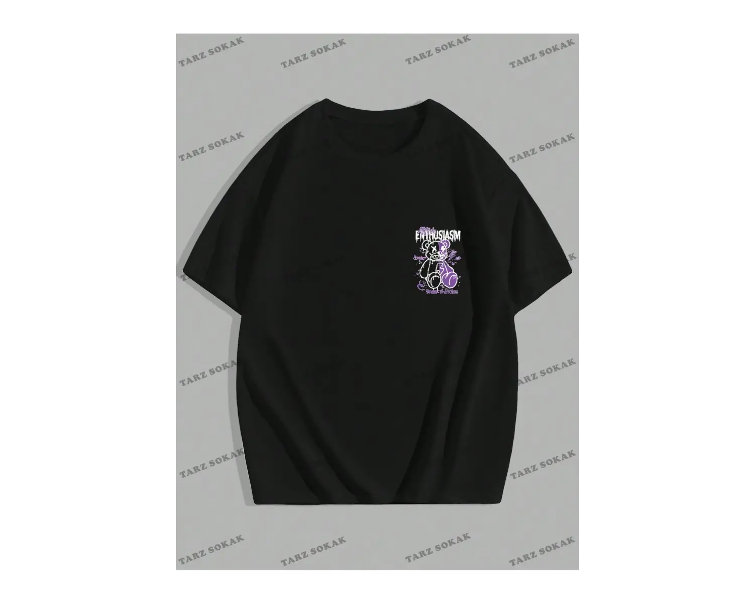 KOD Trend EMRG Erkek Harfli ve Teddy Bear Baskılı Yuvarlak Yaka Tişört