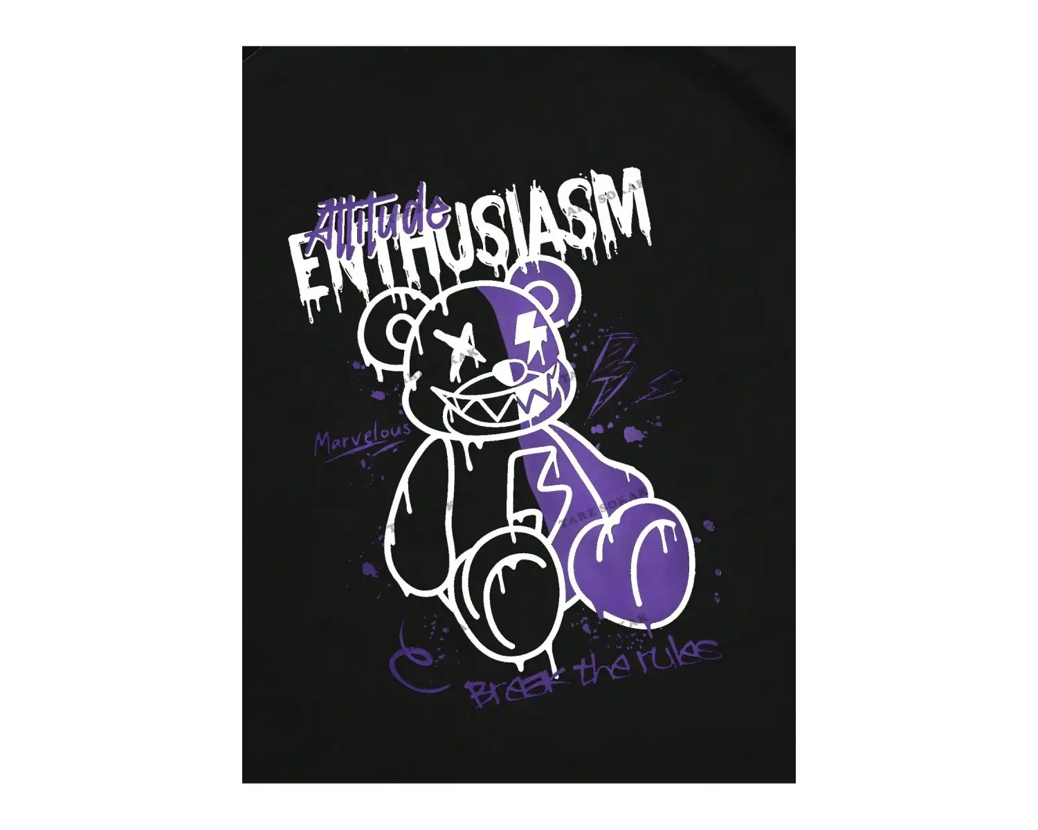 KOD Trend EMRG Erkek Harfli ve Teddy Bear Baskılı Yuvarlak Yaka Tişört