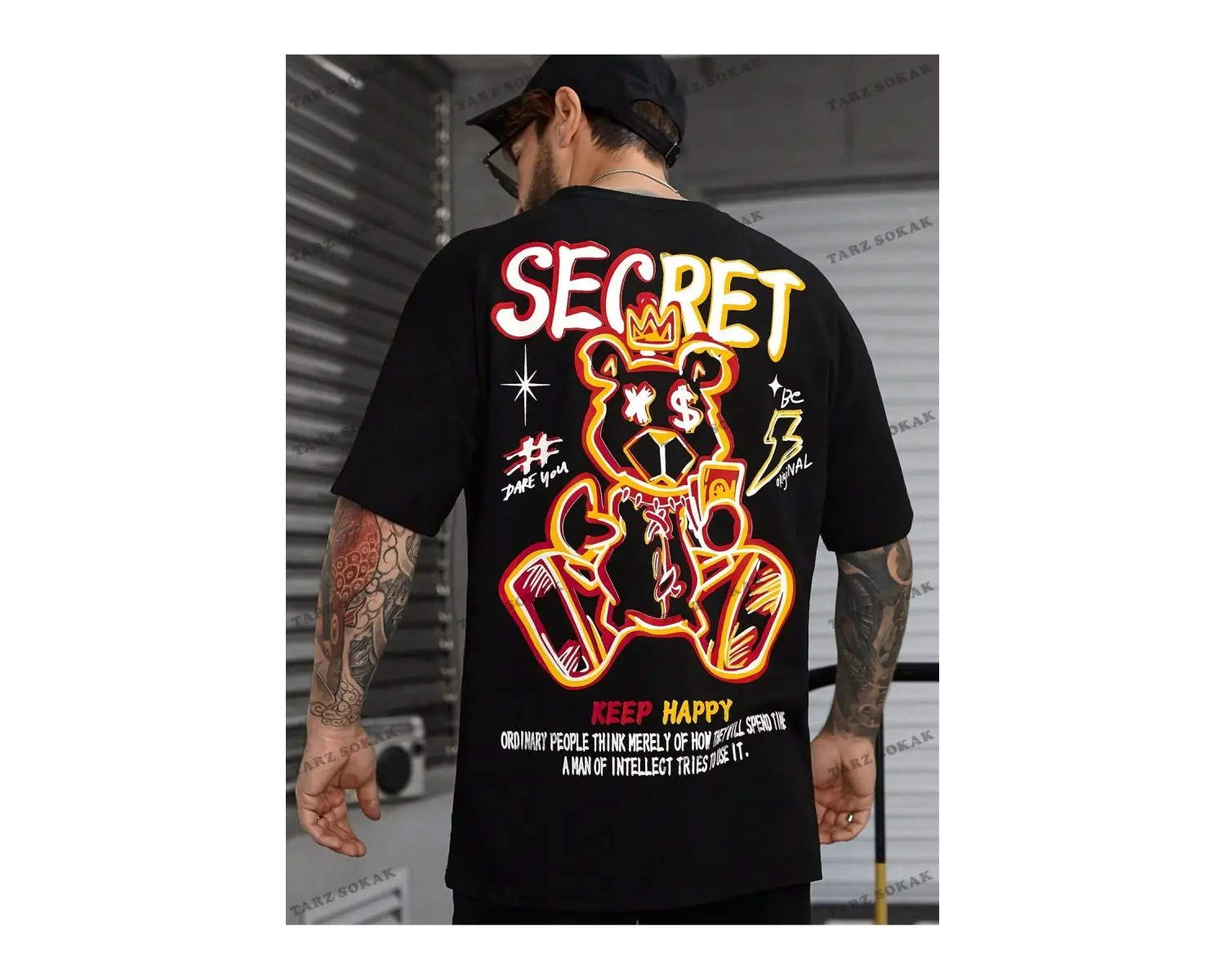 KOD Trend EMRG Erkek Sloganlı ve Karikatür Grafikli Büyük Boy Tişört