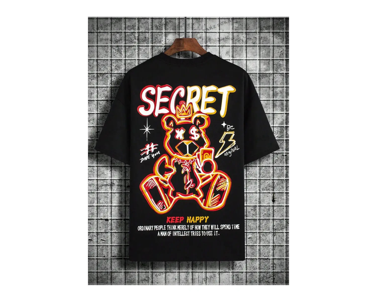 KOD Trend EMRG Erkek Sloganlı ve Karikatür Grafikli Büyük Boy Tişört