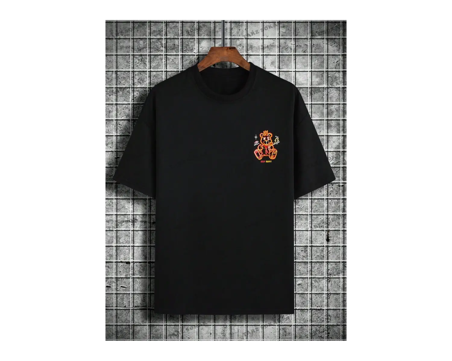 KOD Trend EMRG Erkek Sloganlı ve Karikatür Grafikli Büyük Boy Tişört