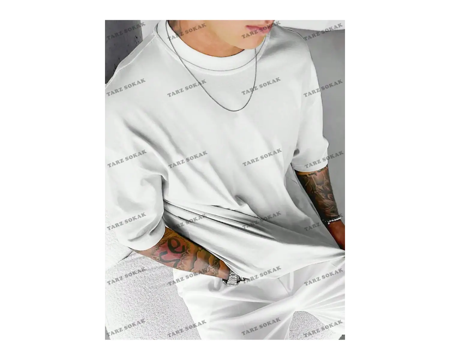 KOD Trend EMRG Loose Fit Erkek Grafik Grafik Düşük Omuz Tişört