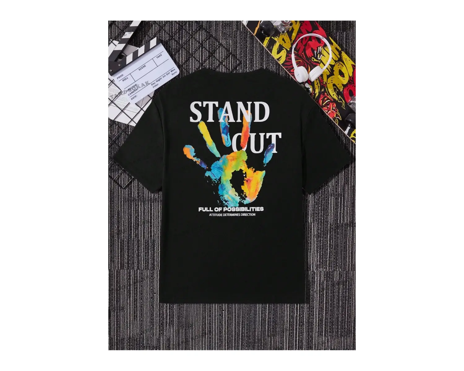 KOD Trend EMRG Sloganlı ve El Baskılı Erkek Bol Kesim Tişört