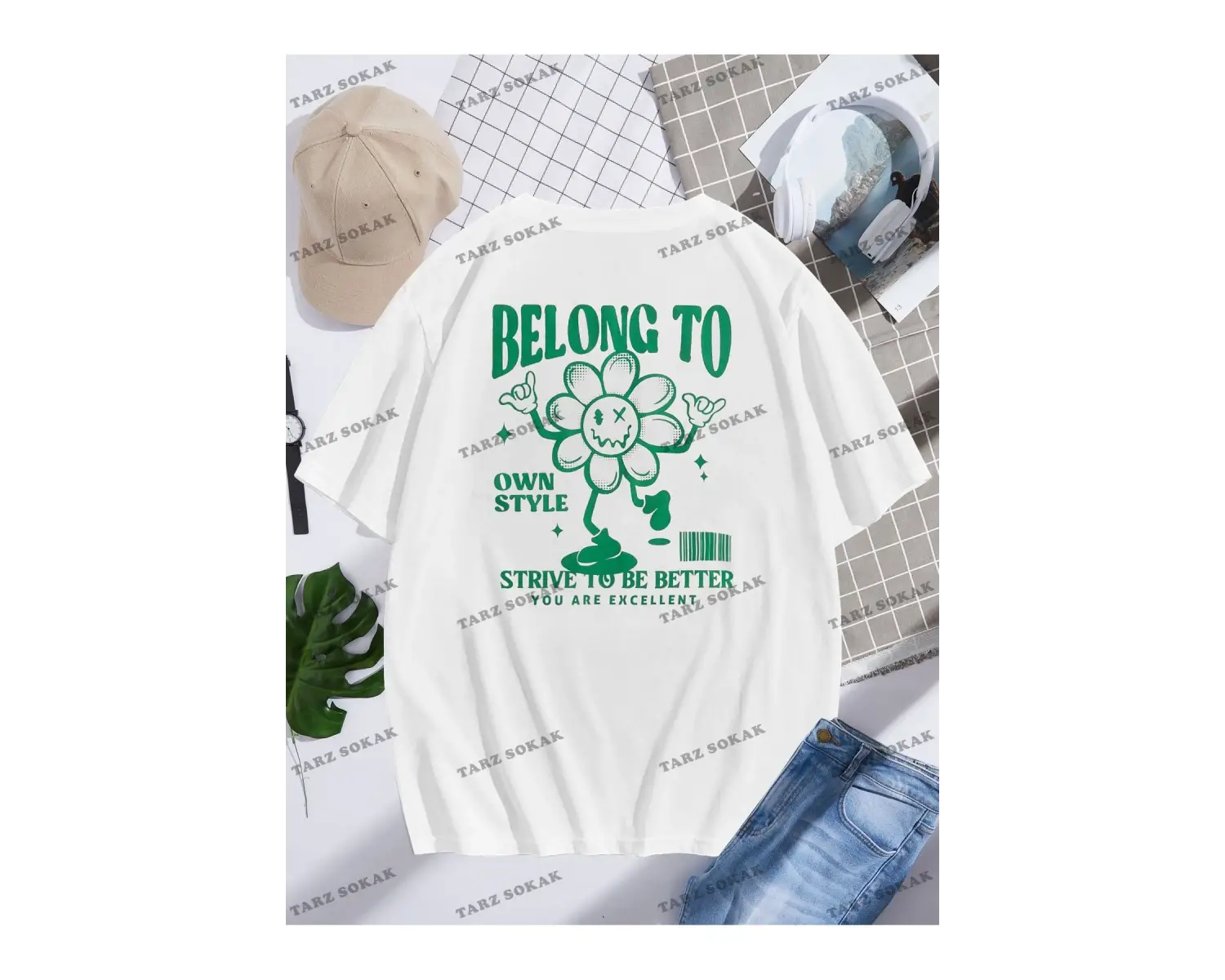 KOD Trend EMRG Yazılı ve Karikatür Grafikli Bol Kesim Erkek Tişörtü