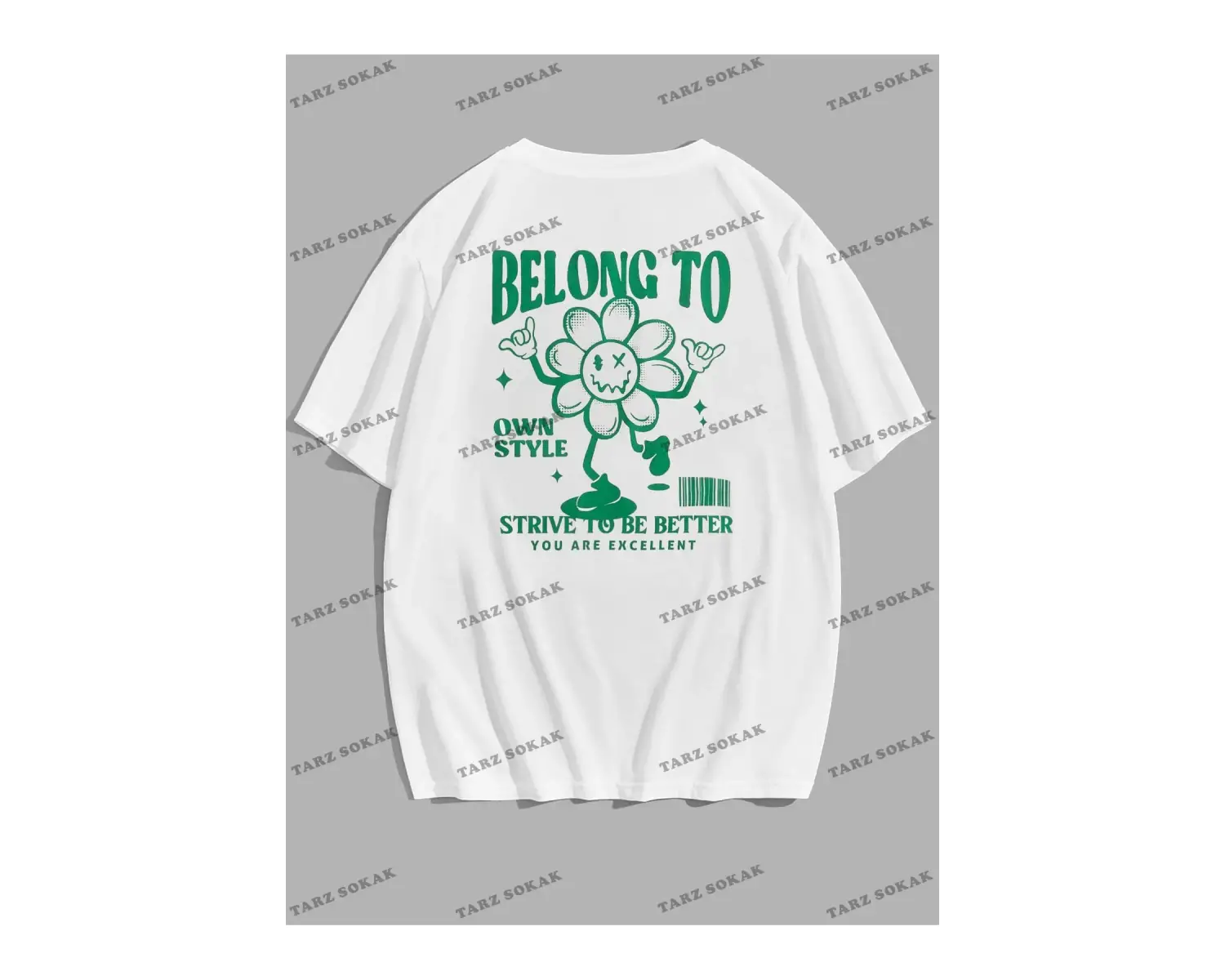 KOD Trend EMRG Yazılı ve Karikatür Grafikli Bol Kesim Erkek Tişörtü