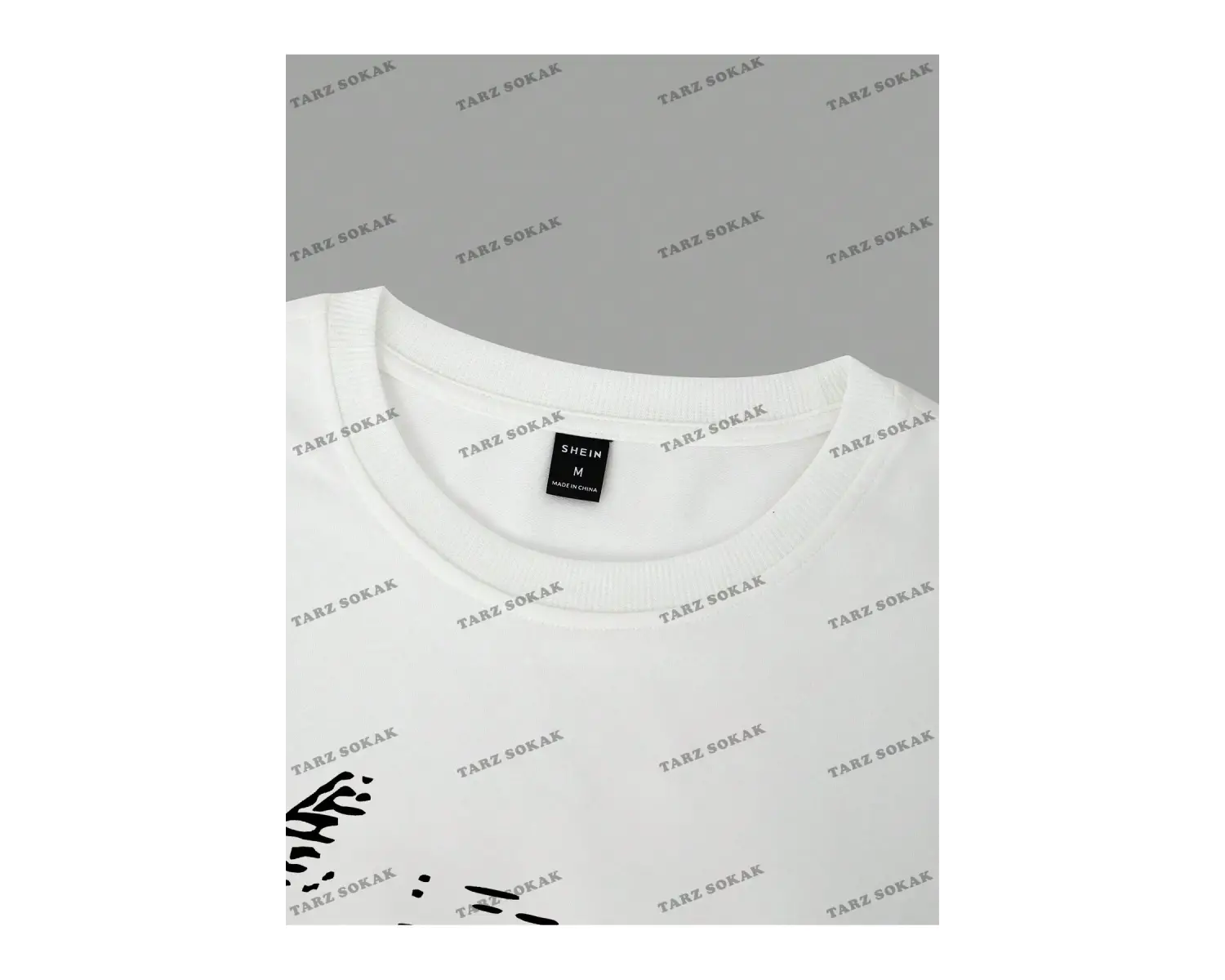 KOD Trend Erkek Baskılı Bol Düşük Omuz Tişört