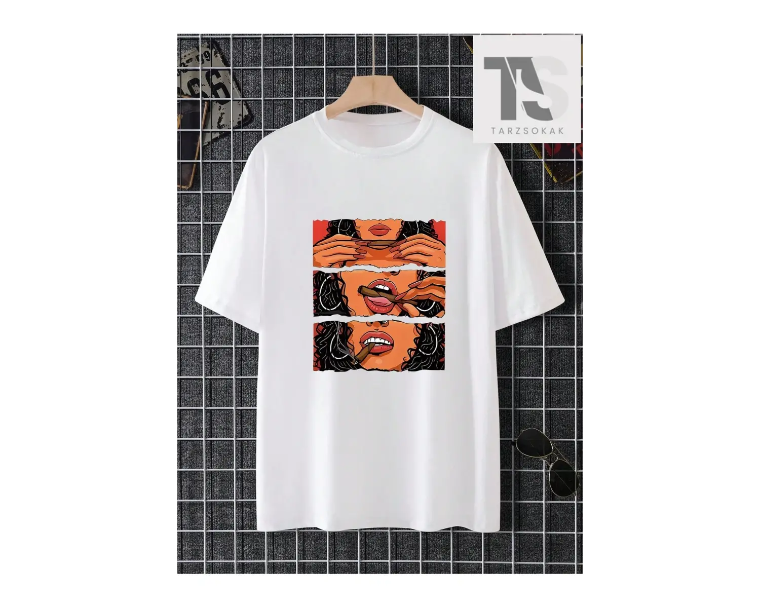 KOD Trend Erkek Beyaz Yuvarlak Yaka Baskılı T-shirt