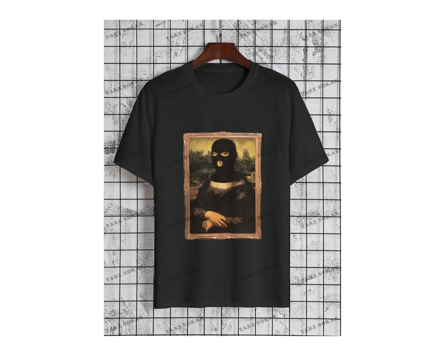 KOD Trend Erkek Büyük Beden Komik Mona Lisa Baskılı T-Shirt